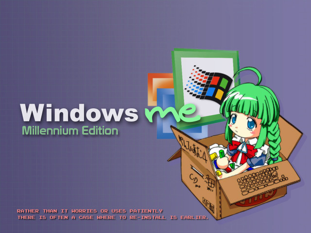 Cartoon girl box computer windowsme free wallpaper - medium preview image