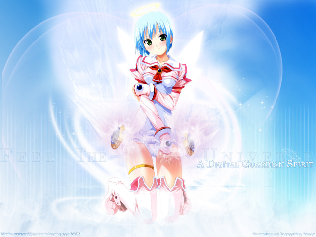 Anime girl cloud hologram angel free wallpaper - medium preview image