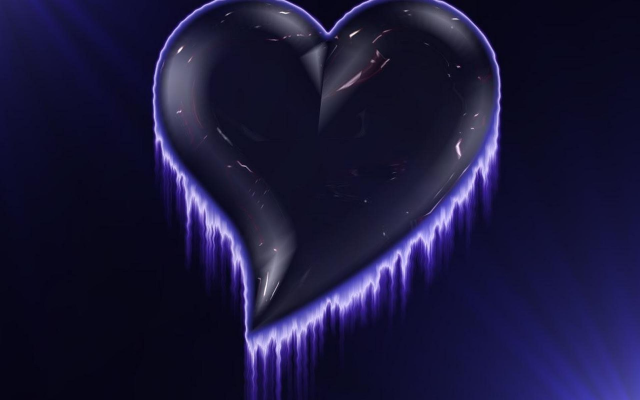 Heart shaped blue background dripping free wallpaper - medium preview image
