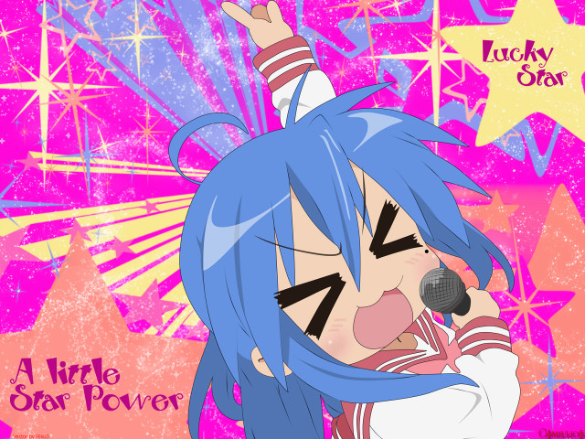 Blue hair microphone star background free wallpaper - medium preview image
