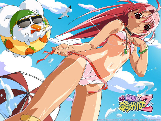 Pink hair beach girl sunglasses free wallpaper for desktop - medium preview image