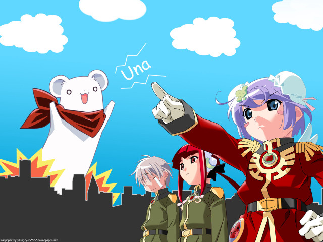 Anime characters city polarbear foreground free wallpaper - medium preview image