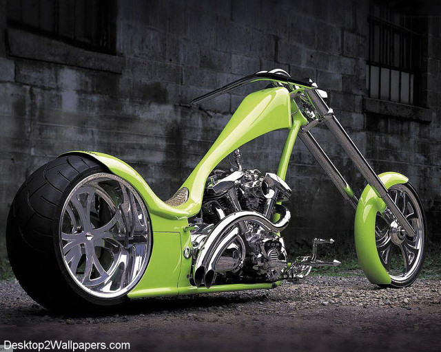 Green motorcycle building black background free wallpaper - medium preview image