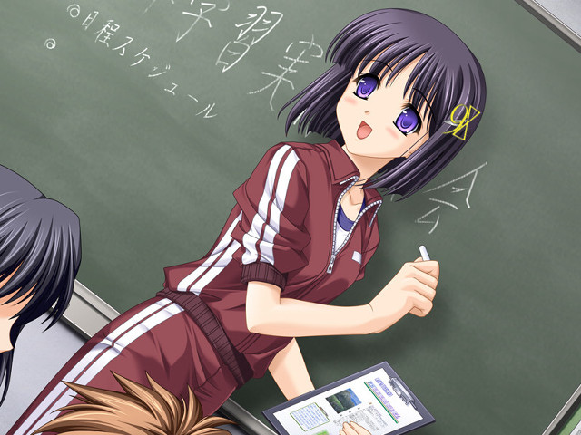 Girl schooluniform chalkboard tablet multigirl free wallpaper - medium preview image