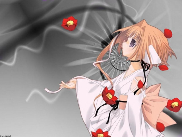 Woman white dress flowers spiderweb free wallpaper - medium preview image