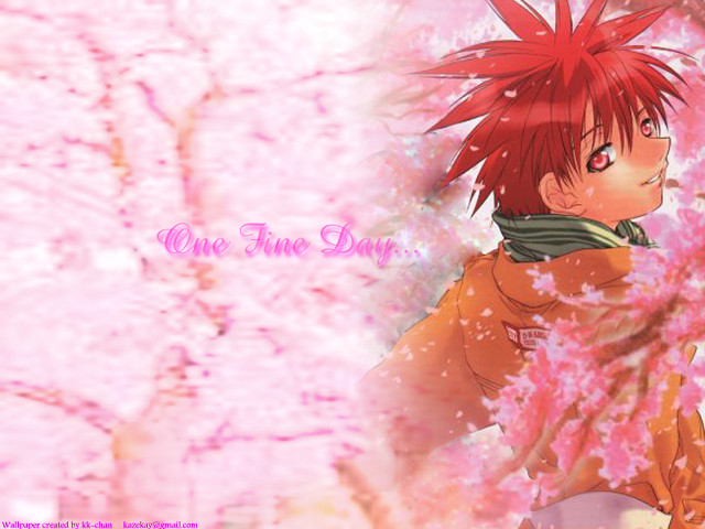 Red hair anime branch pink free wallpaper - medium preview image