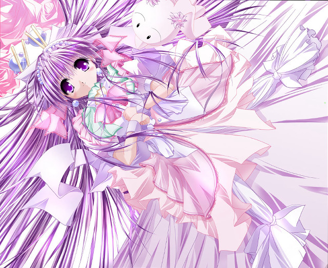 Girl longhair flowerdress teddybear pink free wallpaper - medium preview image