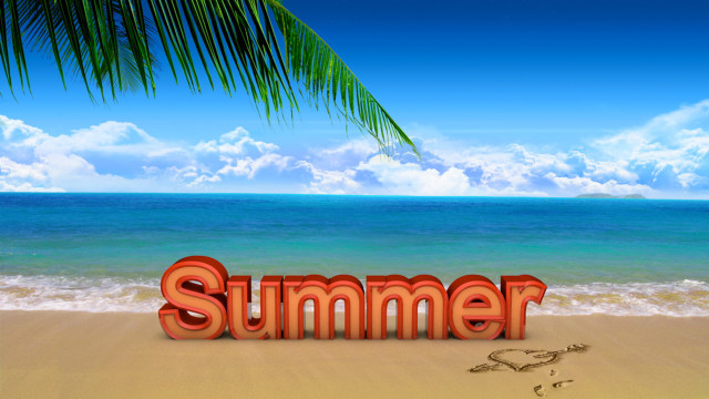 Beach summer sand palm tree free wallpaper for desktop - medium preview image