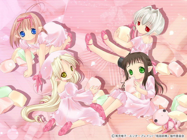 Anime girls pink background elf #2 free wallpaper - medium preview image