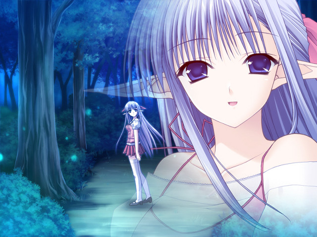 Long haired girls forest blue free wallpaper - medium preview image