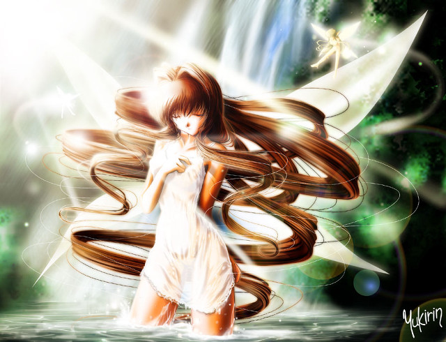 Long haired fairy woman water free wallpaper - medium preview image