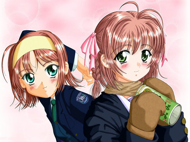 Anime girls green eyes twins free wallpaper - medium preview image