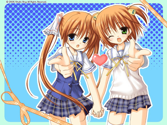 Anime girls heart scissors pointing free wallpaper - medium preview image