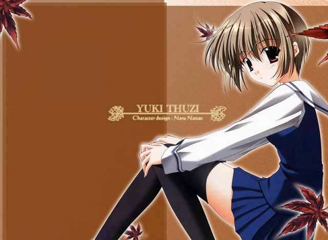 Anime girl sitting bird maple free wallpaper - medium preview image