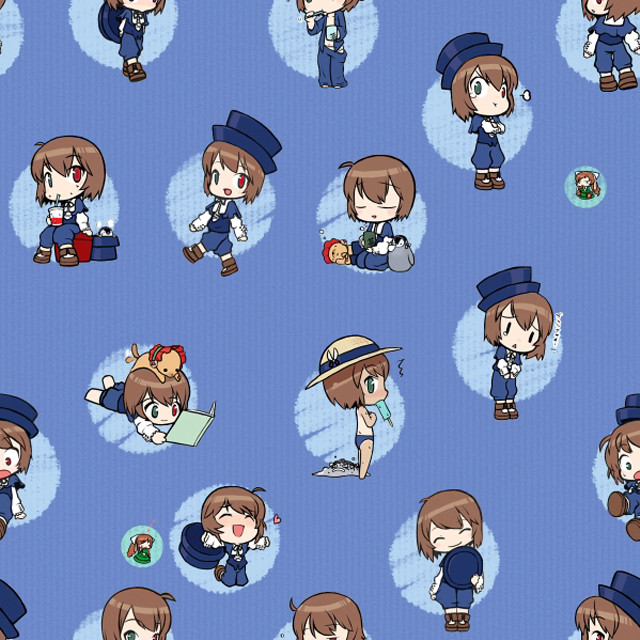 Anime characters blue background hats free wallpaper - medium preview image