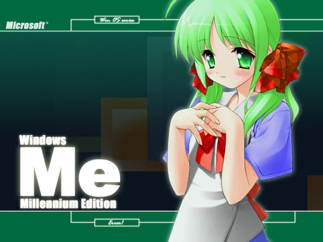 Green haired girl bow tie free wallpaper - medium preview image