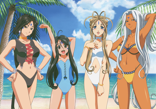 Beach group women palm trees free wallpaper - medium preview image