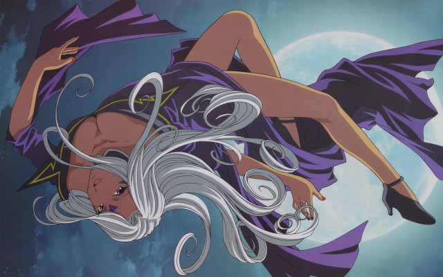 Floating white hair purple dress free wallpaper - medium preview image