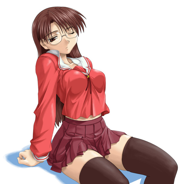 Woman red shirt skirt sitting #2 free wallpaper - medium preview image