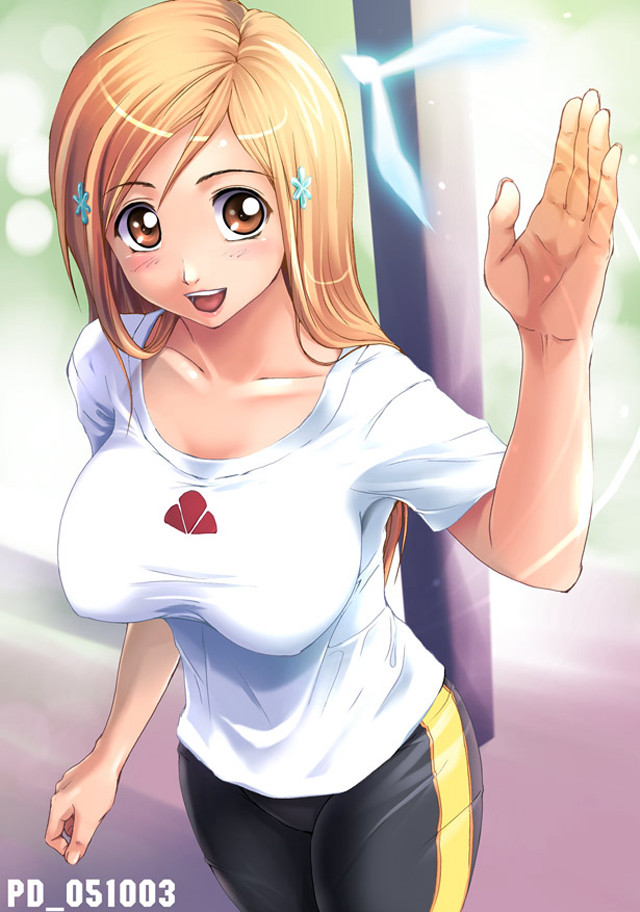 Blonde girl waving smile anime free wallpaper - medium preview image