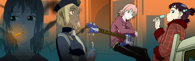Group girls guitar cellphone graffiti free wallpaper - medium preview image