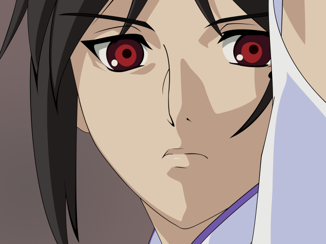 Red eyed serious man white free wallpaper - medium preview image