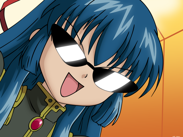 Cartoon girl blue hair sunglasses free wallpaper - medium preview image