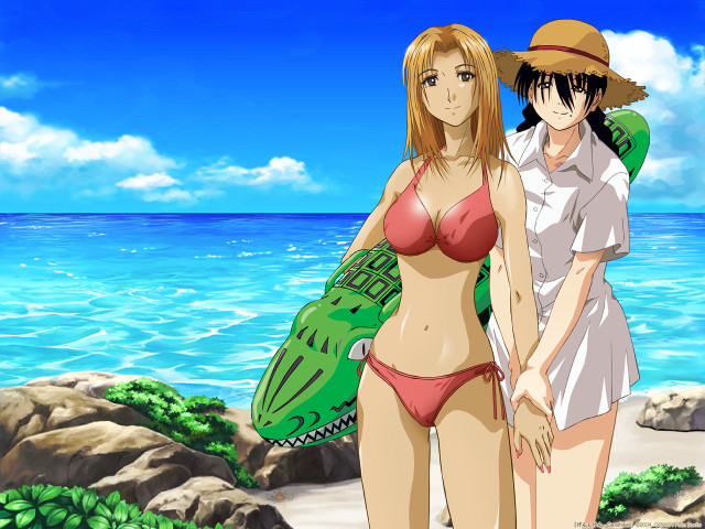 Beach women surfboard ocean sky free wallpaper - medium preview image