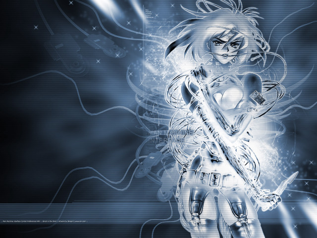 Woman sword cyberpunk star light free wallpaper - medium preview image