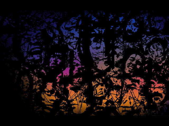 Silhouetted group colorful background trees free wallpaper - medium preview image