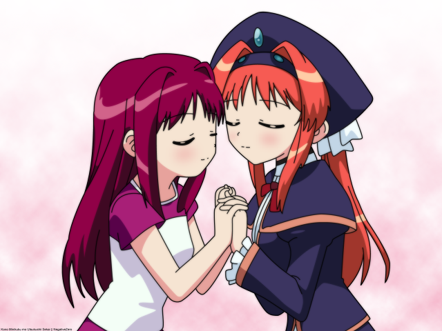Kissing girls neo romantic pink free wallpaper - medium preview image
