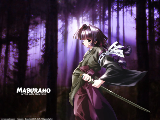 Purple dress woman sword forest free wallpaper - medium preview image