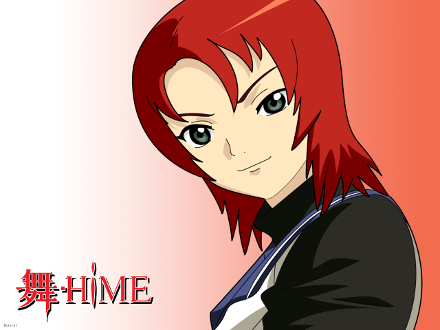 Hime anime redhair blackjacket gradient free wallpaper - medium preview image