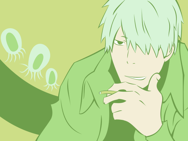 Green haired man smoking cigarette free wallpaper - medium preview image