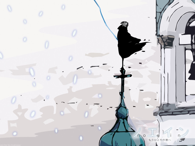 Black bird tall building rain free wallpaper - medium preview image