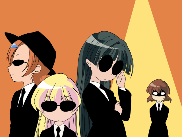 Black suits hats yellow background free wallpaper - medium preview image