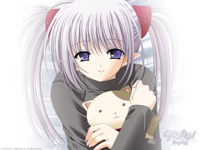 Long haired girl with cat #2 free wallpaper - medium preview image