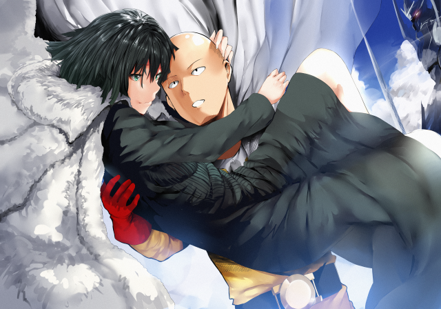 Romantic manga hug wings cloud free wallpaper - medium preview image