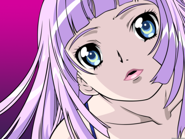 Pink haired anime girl smirking free wallpaper - medium preview image