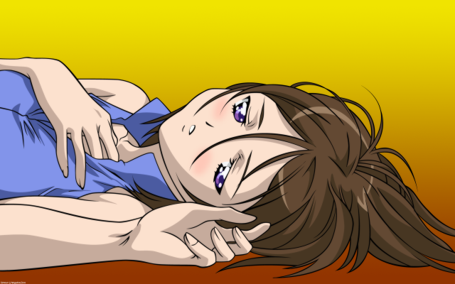 Woman blush blue shirt brown #2 free wallpaper - medium preview image