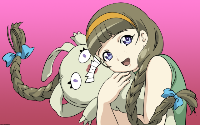 Surprised girl braid stuffed animal free wallpaper - medium preview image