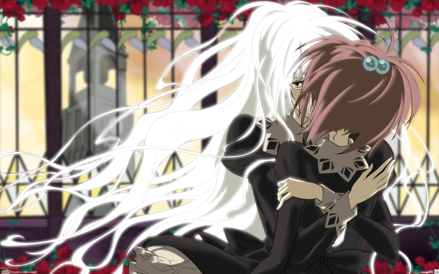 White haired girl black dress free wallpaper - medium preview image