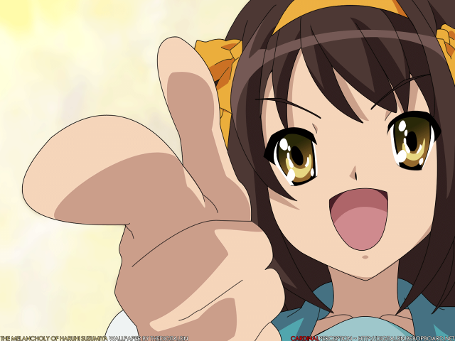 Girl yellow bow gesture smile free wallpaper - medium preview image