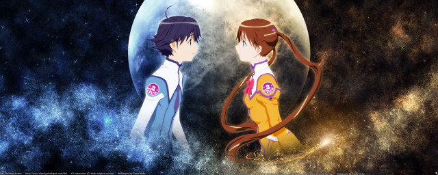 Anime space characters moon stars free wallpaper - medium preview image