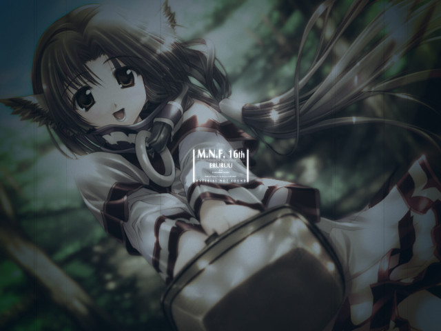 Anime girl sword hat forest free wallpaper - medium preview image
