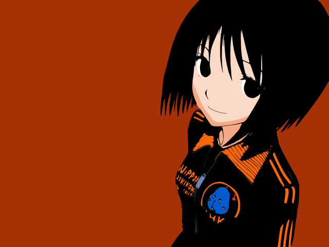 Black haired girl red background free wallpaper - medium preview image