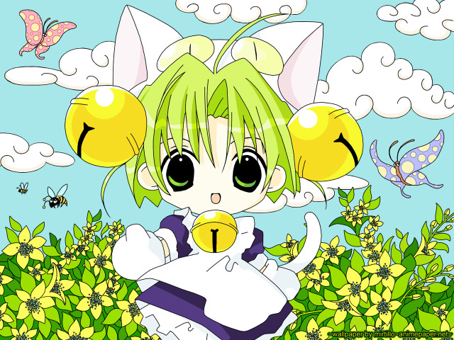 Green haired girl yellow ball free wallpaper - medium preview image