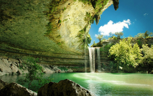 Waterfall view from below water free wallpaper - medium preview image
