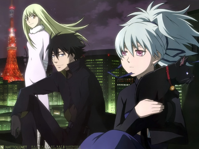 Eiffel city night anime characters free wallpaper - medium preview image