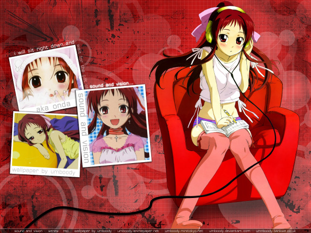 Red chair girl headphones long free wallpaper - medium preview image
